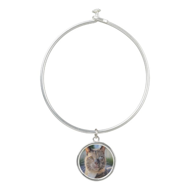 Add Cat Photo Customize Bangle Bracelet (Front)