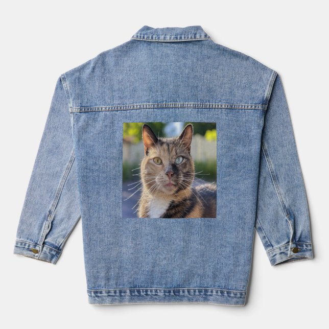 Add Cat Photo Customize Denim Jacket (Back)