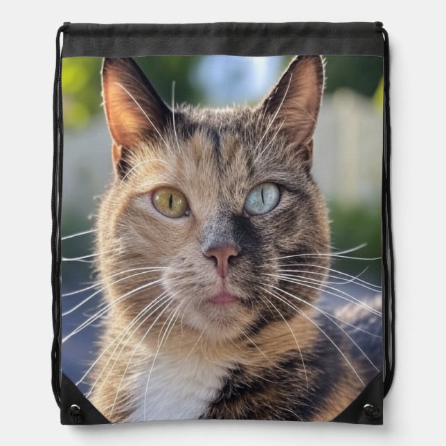 Add Cat Photo Customize Drawstring Bag (Front)