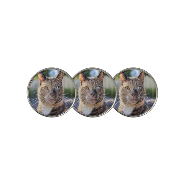 Add Cat Photo Customize Golf Ball Marker (3 Up)