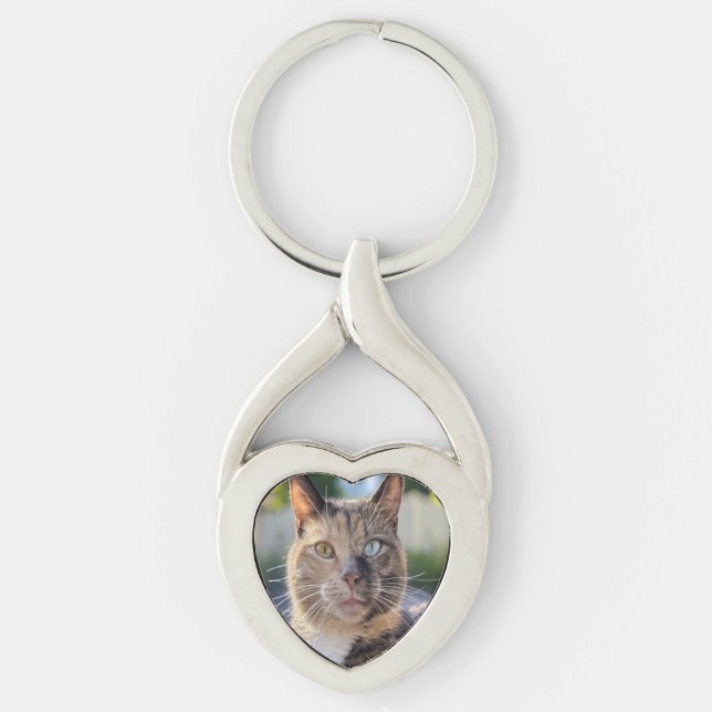 Add Cat Photo Customize Keychain (Front)