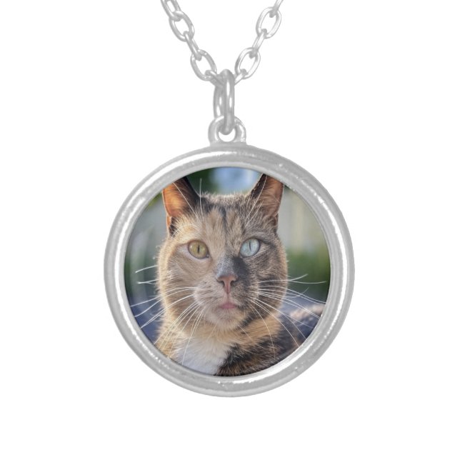 Add Cat Photo Customize Silver Plated Necklace (Front)
