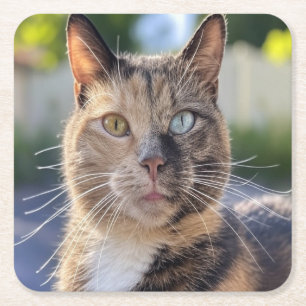 Add Cat Photo Customize Square Paper Coaster
