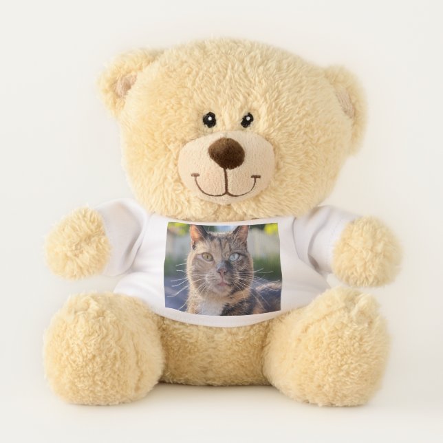 Add Cat Photo Customize Teddy Bear (Front)
