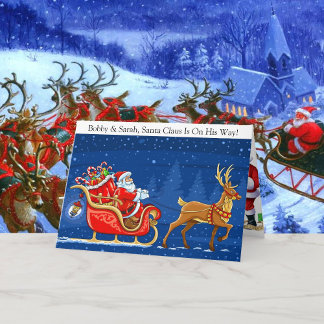Add Children's Name Santa Claus Christmas Kids Holiday Card