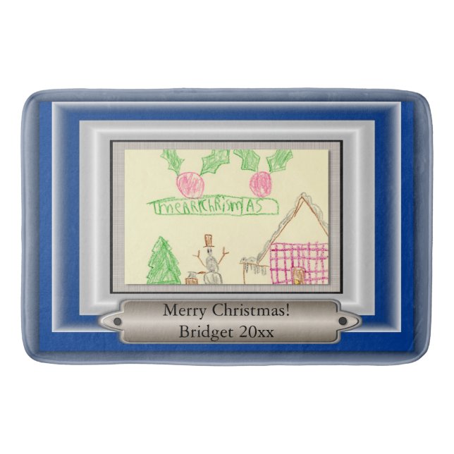 Add Child's Drawing with Custom Color Frame Bathroom Mat (Front)