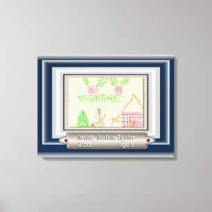 Add Child's Drawing with Custom Color Frame Canvas Print