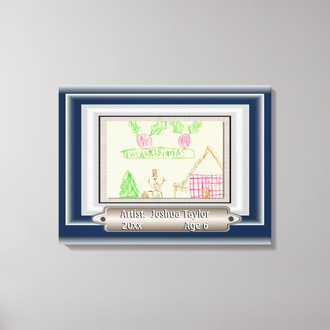 Add Child's Drawing with Custom Color Frame Canvas Print (Front)