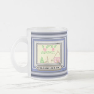 Add Child's Drawing with Custom Color Frame Frosted Glass Coffee Mug