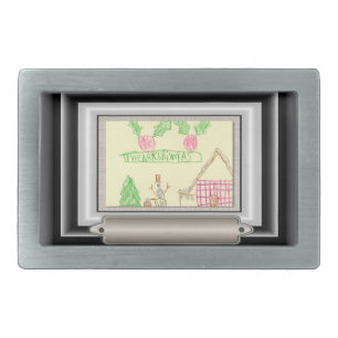 Add Child's Drawing with Custom Color Frame Rectangular Belt Buckle