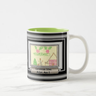 Add Child's Drawing with Custom Color Frame Two-Tone Coffee Mug