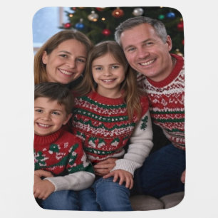 Add Christmas Family Photo Customize Baby Blanket