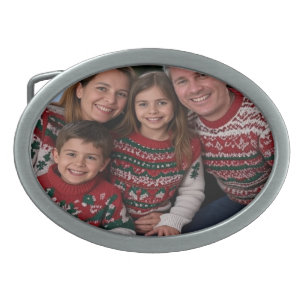 Add Christmas Family Photo Customize Belt Buckle