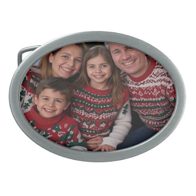 Add Christmas Family Photo Customize Belt Buckle (Front)