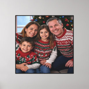 Add Christmas Family Photo Customize Canvas Print