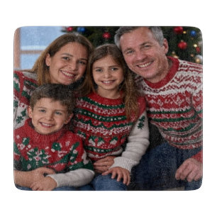Add Christmas Family Photo Customize Cutting Board