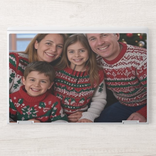 Add Christmas Family Photo Customize HP Laptop Skin (Front)