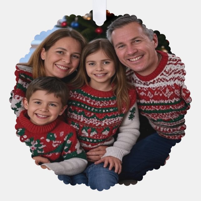 Add Christmas Family Photo Customize Ornament Card (Front)