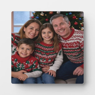 Add Christmas Family Photo Customize Plaque