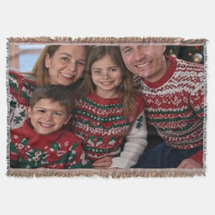 Add Christmas Family Photo Customize Throw Blanket