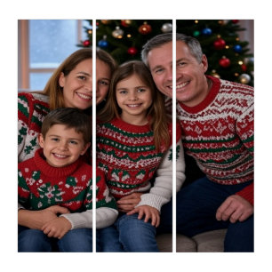 Add Christmas Family Photo Customize Triptych