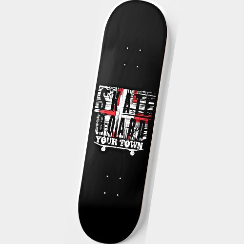 Add City Town Skateboard Distressed White on Black
