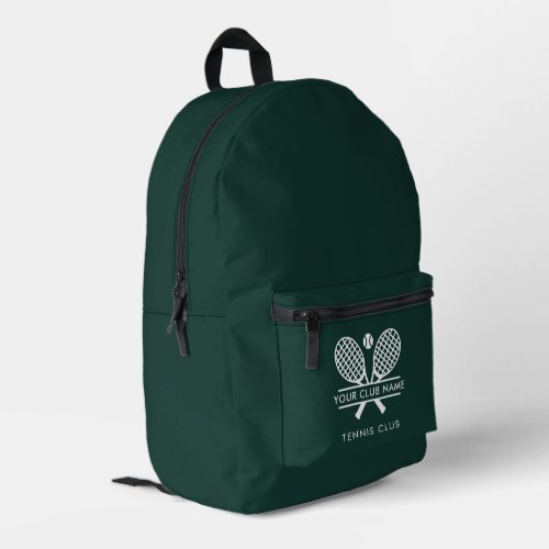 Add Club Name Green Tennis Team Swag Custom Printed Backpack