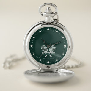 Add Club Name Tennis Coach and Team Swag Pocket Watch