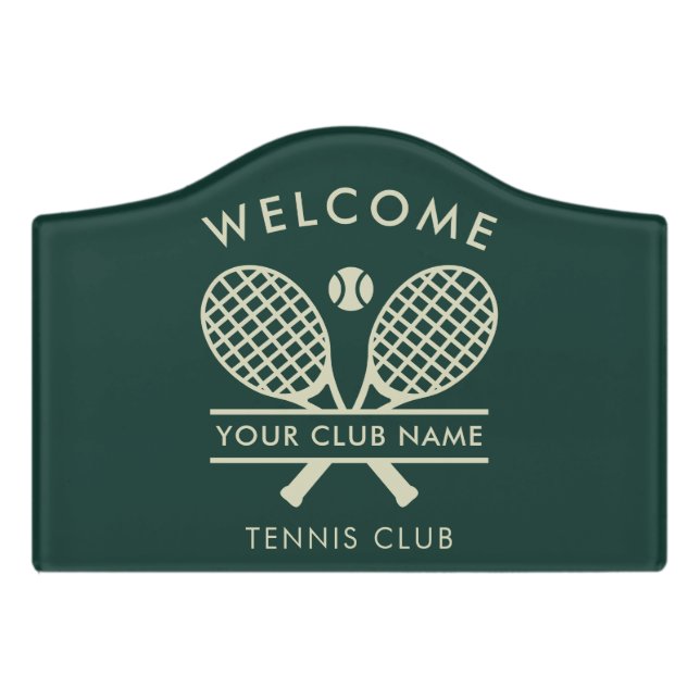Add Club Name Tennis Local Team Association Office Door Sign (Small Crest Front)