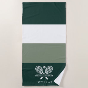 Add Club Name Tennis Rackets Color Block Green Beach Towel