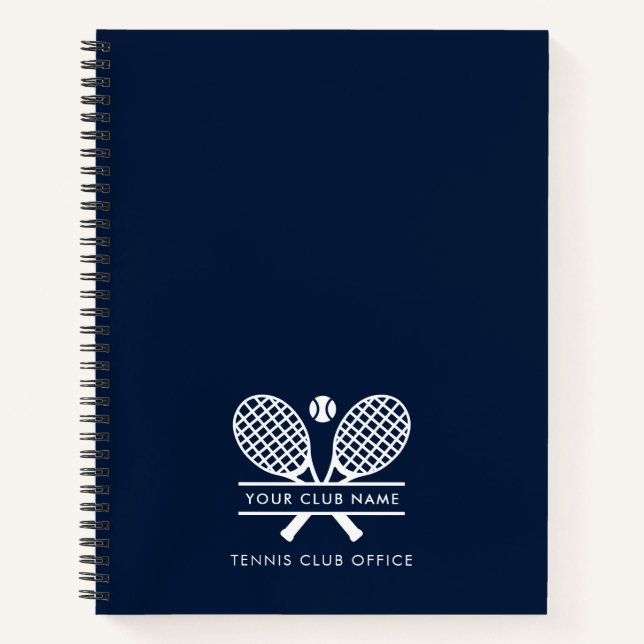 Add Club Name Tennis Sports Team Office Navy Blue Notebook (Front)