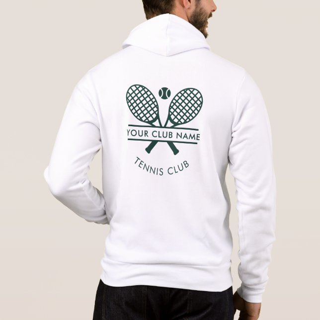 Add Club Name Tennis Team Green Logo Custom Hoodie (Back)