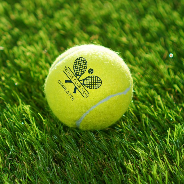 Add Club Name Tennis Team Green Personalized Tennis Balls (Your Name Lawn Tennis Club Personalized Tennis Ball)