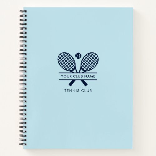 Add Club Name Tennis Team Navy Blue Logo Notebook