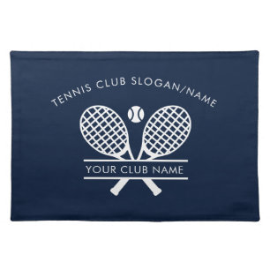Add Club Name Tennis Team Players DIY Navy Blue Cloth Placemat
