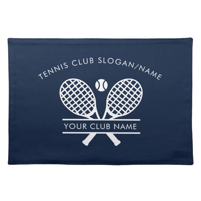 Add Club Name Tennis Team Players DIY Navy Blue Cloth Placemat (Front)