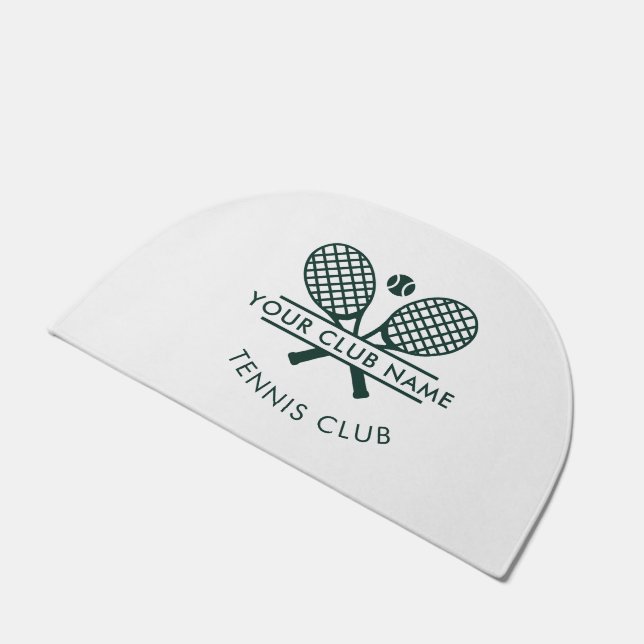 Add Club Name Tennis Team Rackets Motif Custom Doormat (Angled)