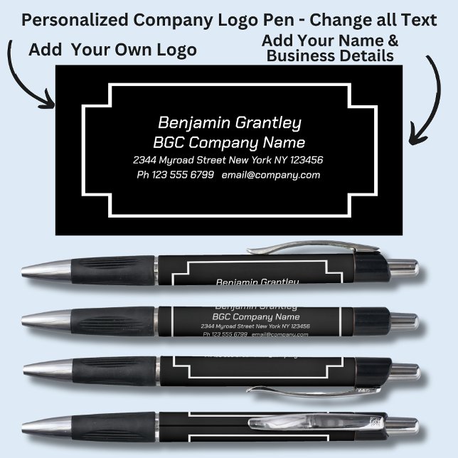 Add Company Details Name, Black Background Pen (Creator Uploaded)