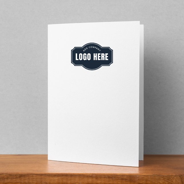 Add Company Logo and Business Card Custom Pocket Folder (Minimalist Business Logo with Return Address Company Presentation Folder)