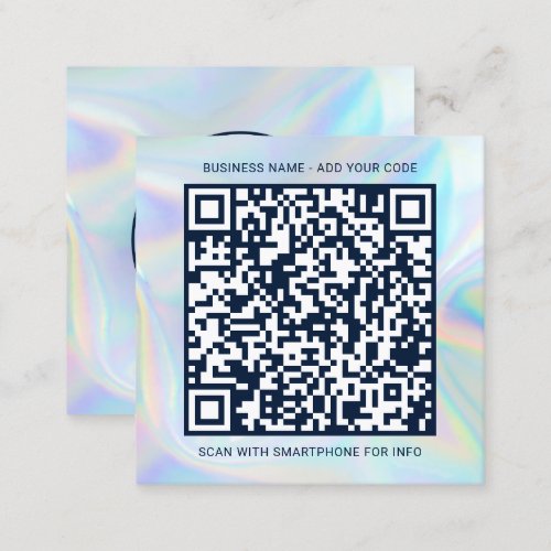 Add Company Logo and QR Code DIY Holographic Square Business Card