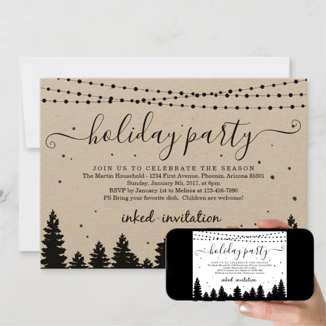 Add Company Logo, Business Christmas Holiday Party Invitation | Zazzle