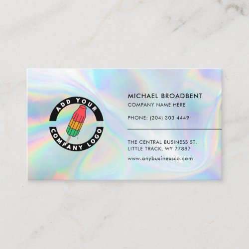 Add Company Logo Holographic Professional Classic Business Card