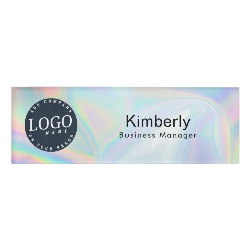 Add Company Logo Holographic Staff Employee Name Tag