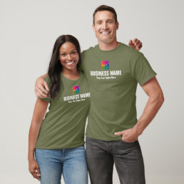 Add Company Logo Mens Womens Modern Fatigue Green T-Shirt