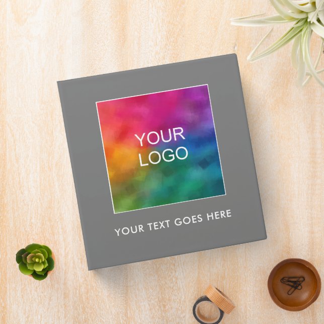 Add Company Logo Text Here Template Grey 3 Ring Binder (In Situ)