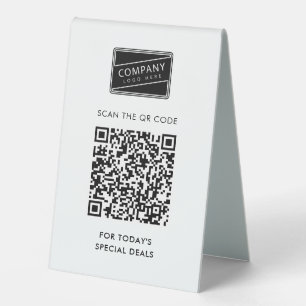Add Company QR Code and Business Logo Information Table Tent