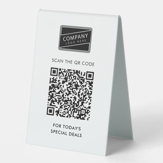 Add Company QR Code and Business Logo Information Table Tent (Front)