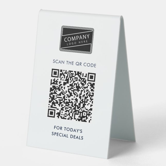 Add Company QR Code and Business Logo Table Tent (Front)