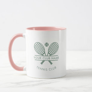 Add Country Club Name Tennis Rackets Motif Custom Mug