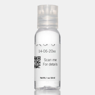 Add couple name date year Q R code here wedding te Hand Sanitizer